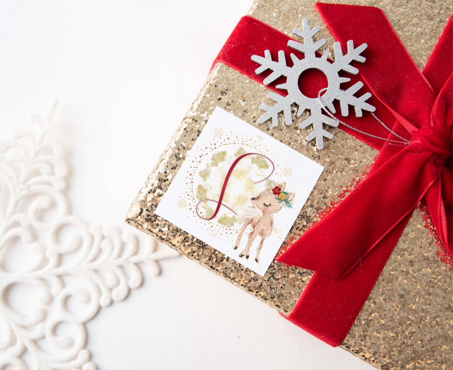 Personalised Initial Reindeer Christmas Present Labels