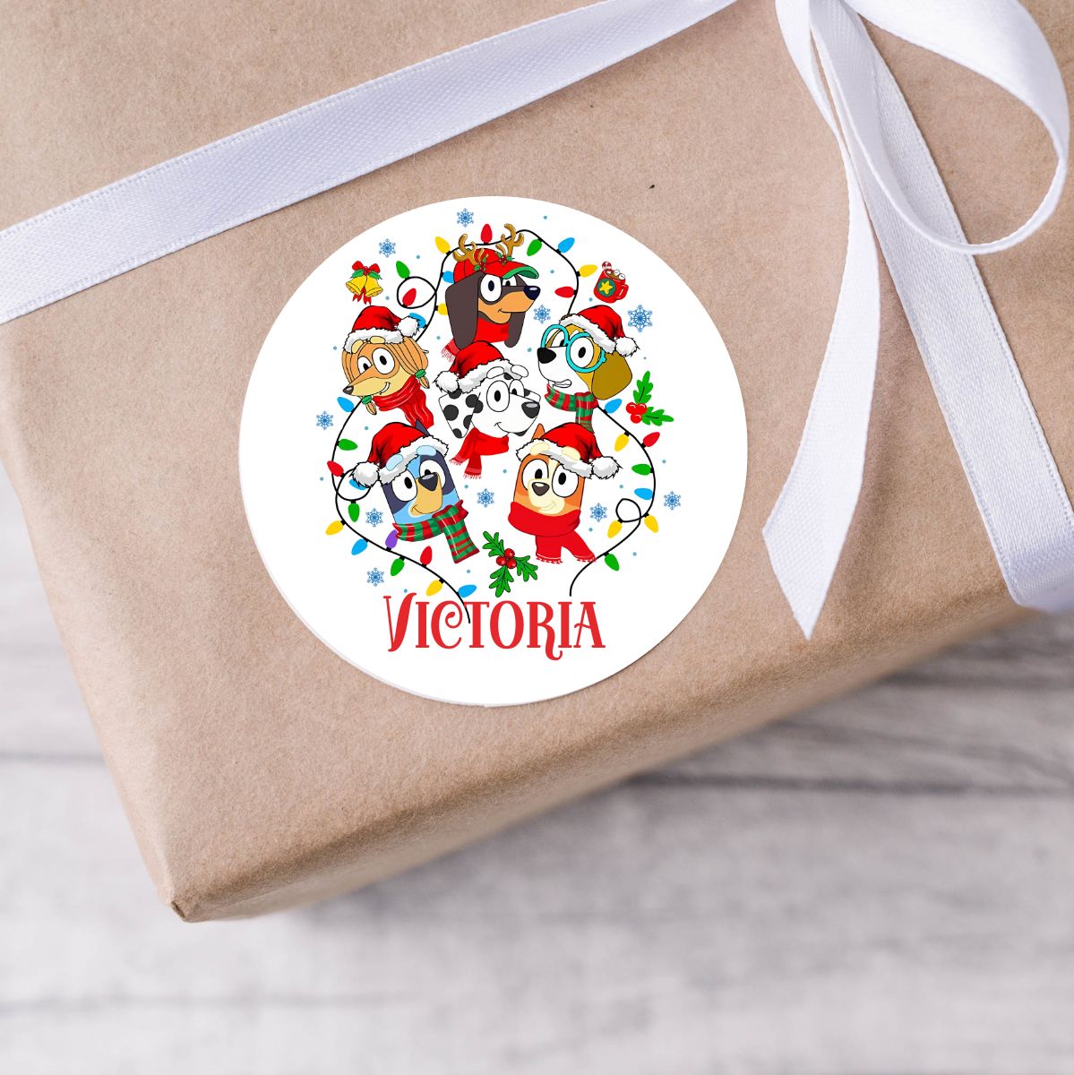 Personalised Bluey Christmas Present Labels