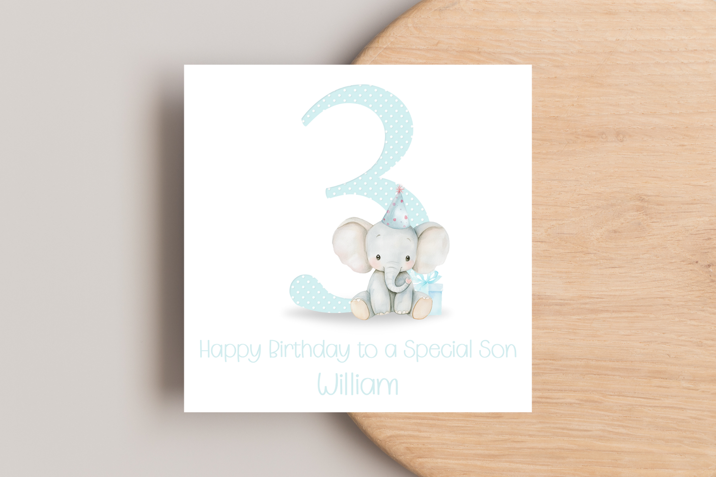 Personalised Elephant 3rd Birthday Card