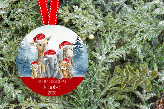 Personalised Safari Animal Christmas Tree Decoration