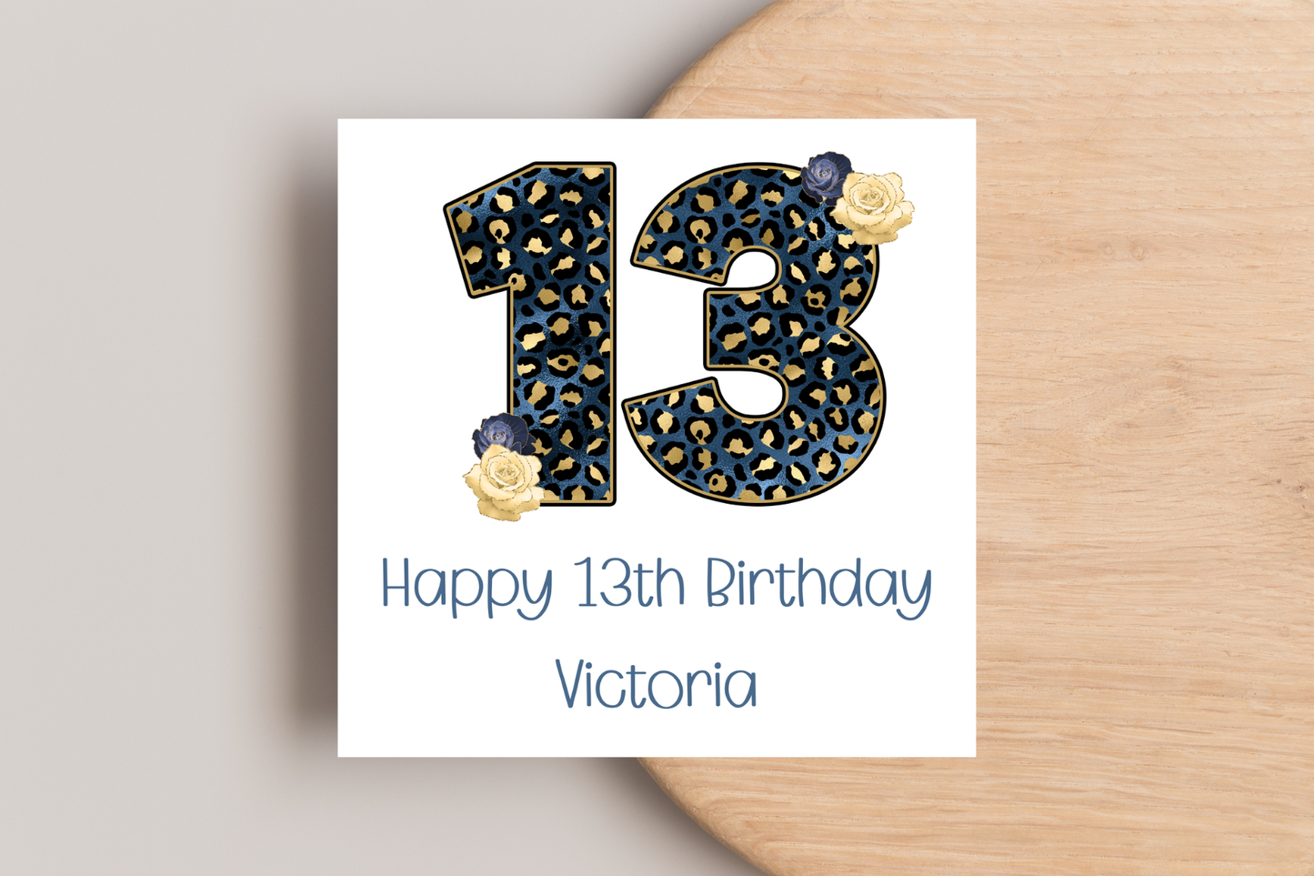 Personalised Leopard Print 13th Birthday Card