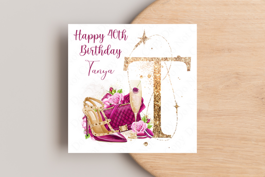 Personalised 40th Birthday card for her