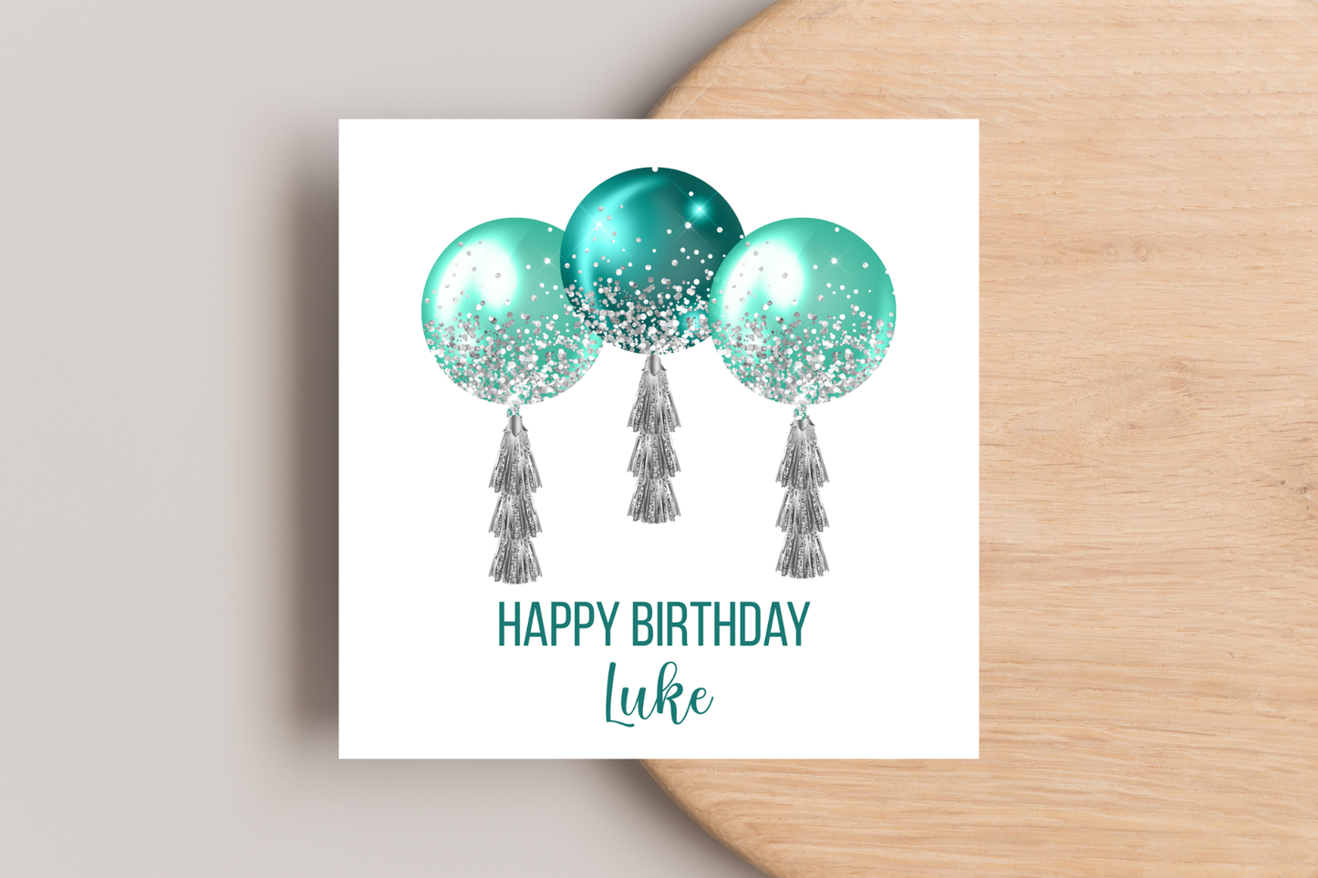 Personalised Green Balloons Birthday Card