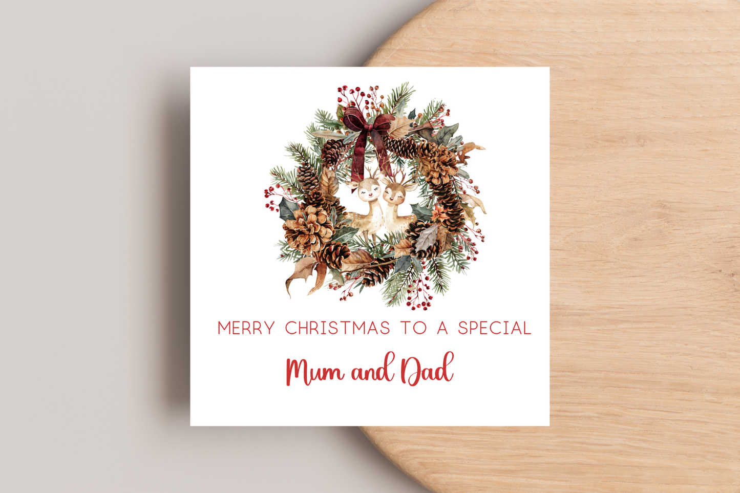 Personalised Reindeer in Wreath Christmas Card
