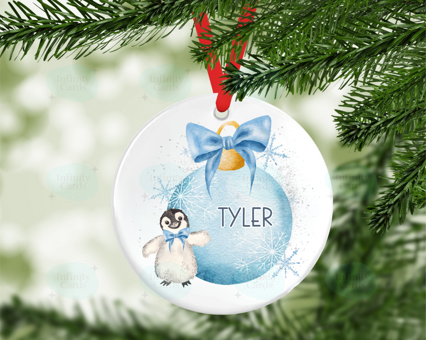 Personalised Penguin Bauble Christmas Tree Decoration