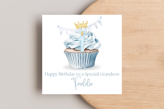 Personalised Prince Cupcake Birthday Card
