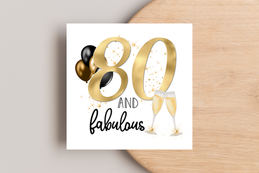 80 and Fabulous Birthday Card