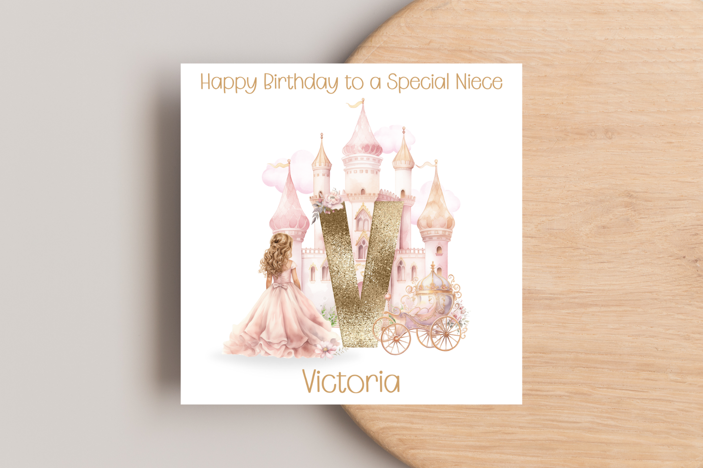 Personalised Princess and Castle Birthday Card