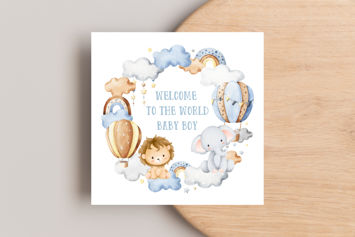 Welcome to the World Baby Boy Wreath Card