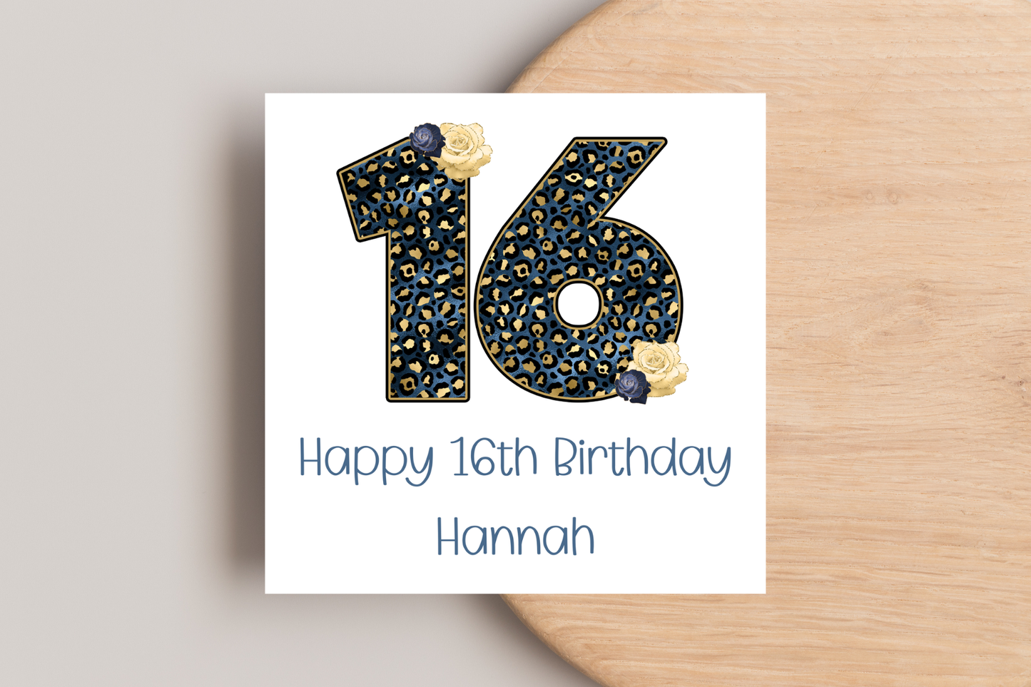 Personalised Leopard Print 16th Birthday Card