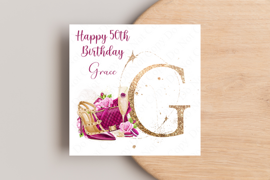 Personalised 50th Birthday card for her
