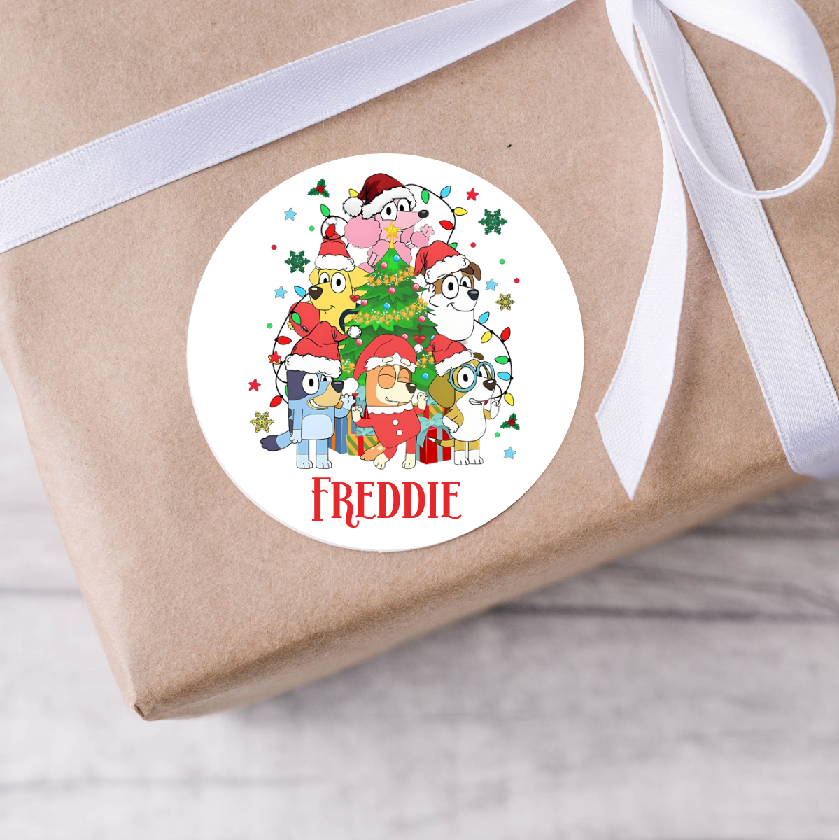 Personalised Bluey Christmas Present Labels