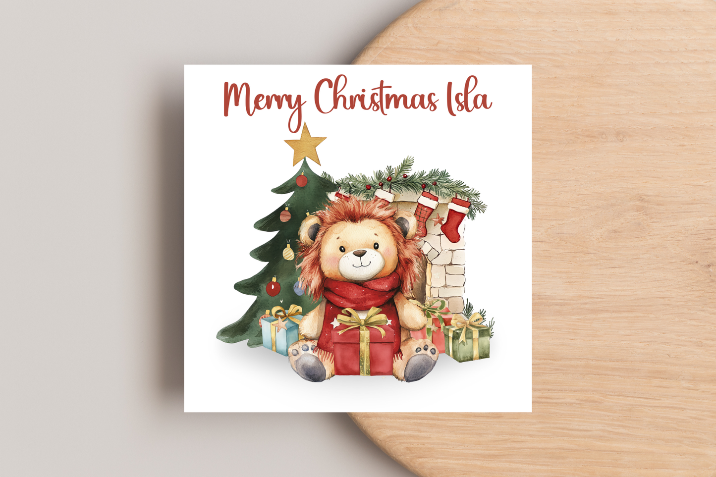 Personalised Christmas Lion Christmas Card