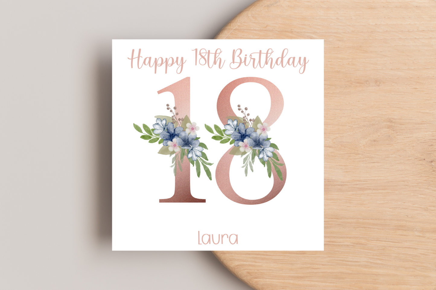 Personalised 18th Rose Gold Floral Birthday Card