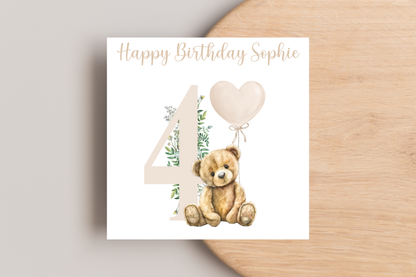 Personalised Teddy Bear Birthday Card