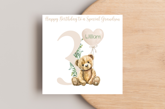 Personalised Teddy Bear Birthday Card