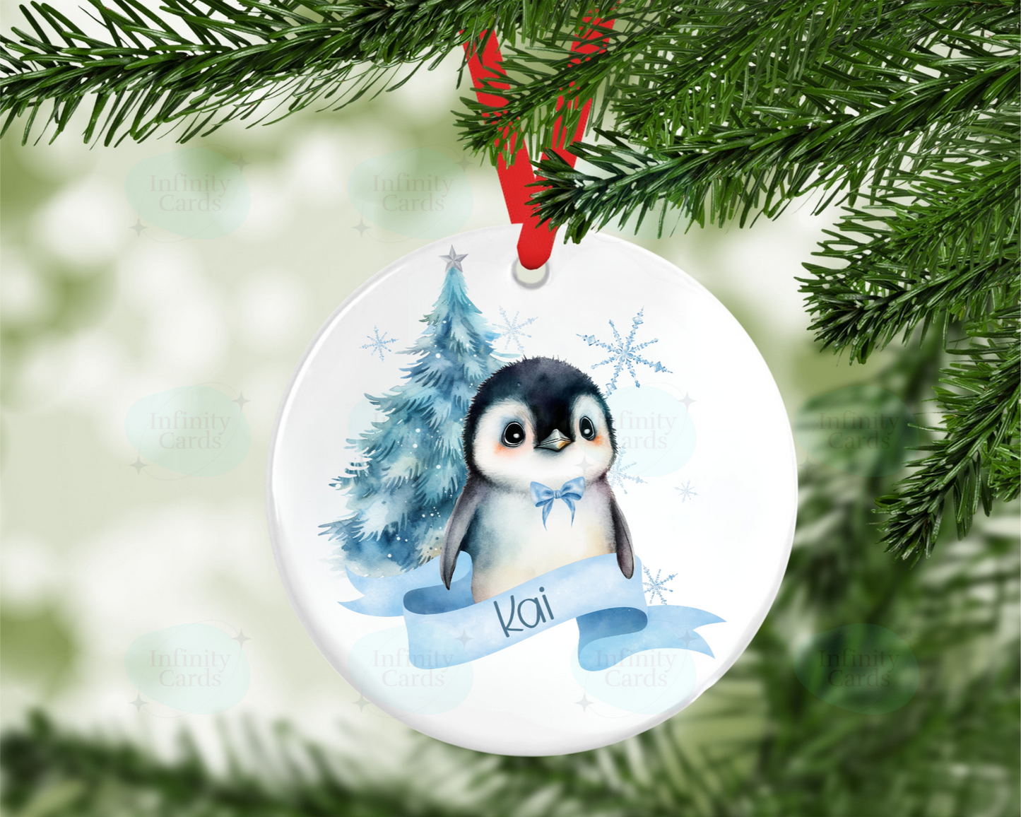 Personalised Penguin Bauble Christmas Tree Decoration