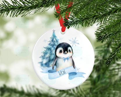 Personalised Penguin Bauble Christmas Tree Decoration