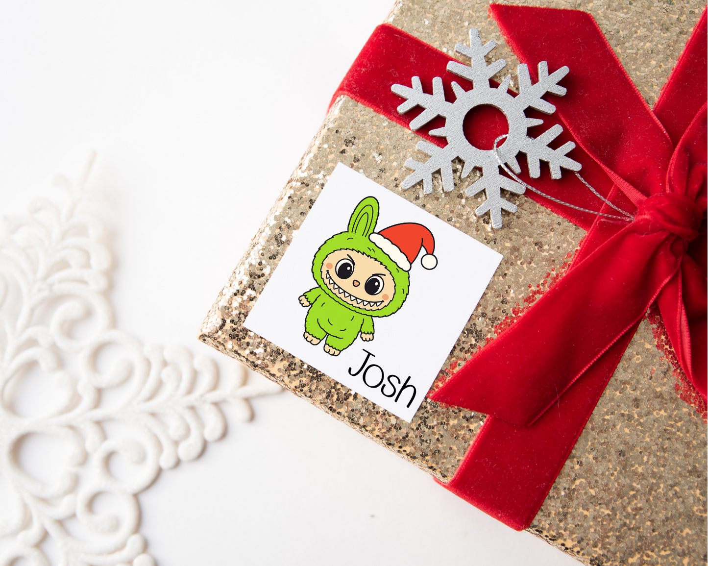 Personalised Grinch Labubu Christmas Present Labels