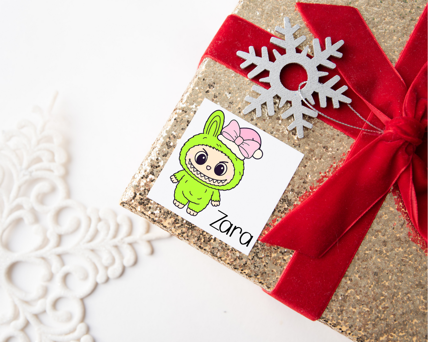 Personalised Grinch Labubu Christmas Present Labels