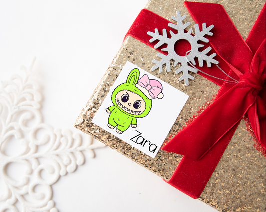 Personalised Grinch Labubu Christmas Present Labels