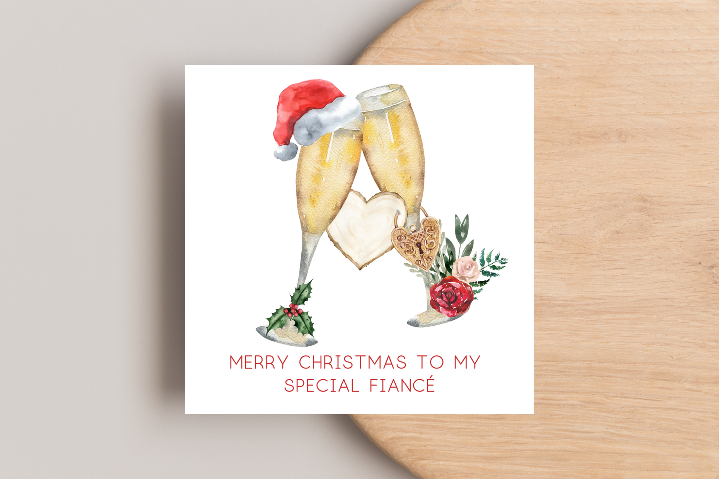 Christmas Champagne Glasses Christmas Card for My fiancée fiancé