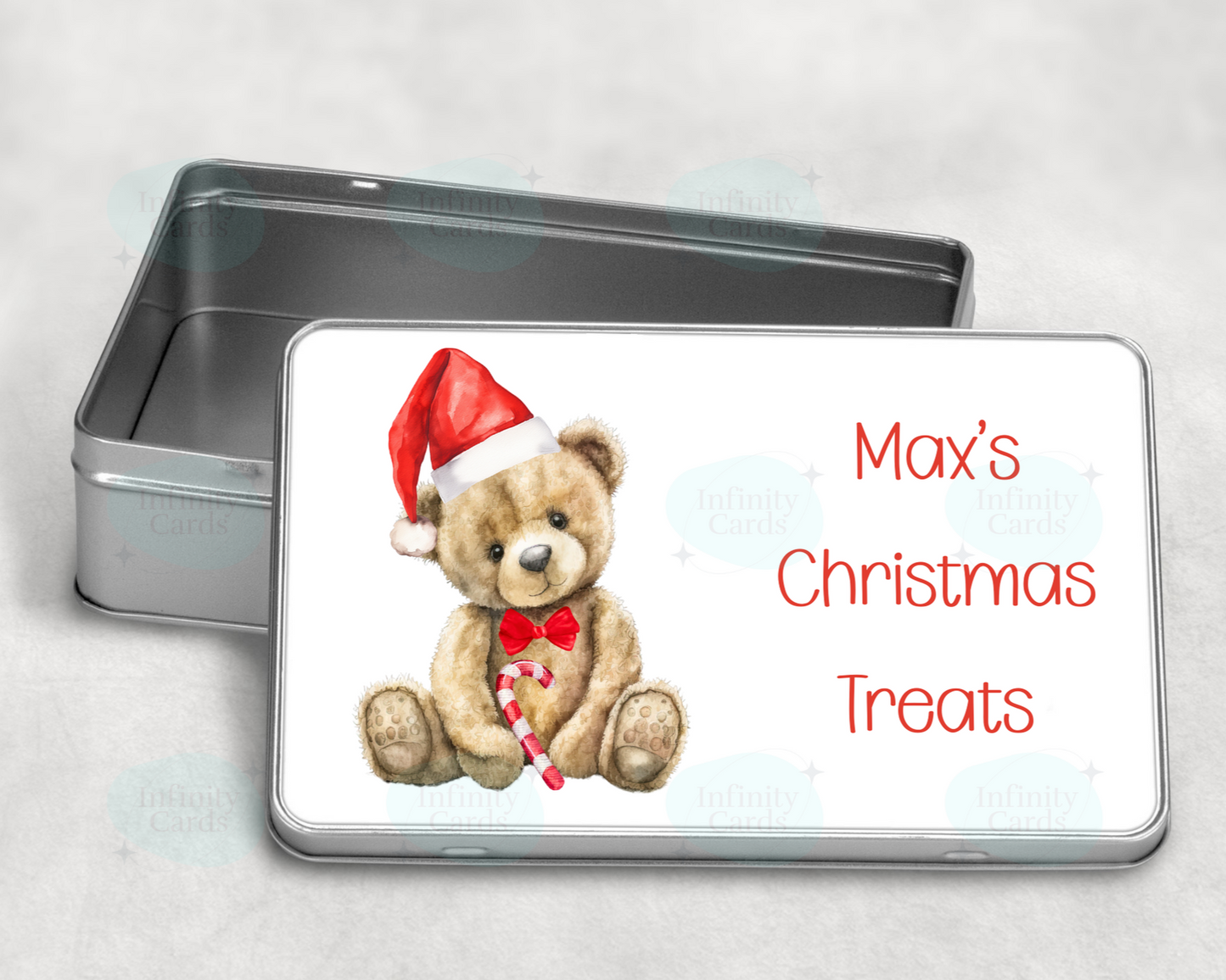Personalised Teddy Christmas Treat Tin