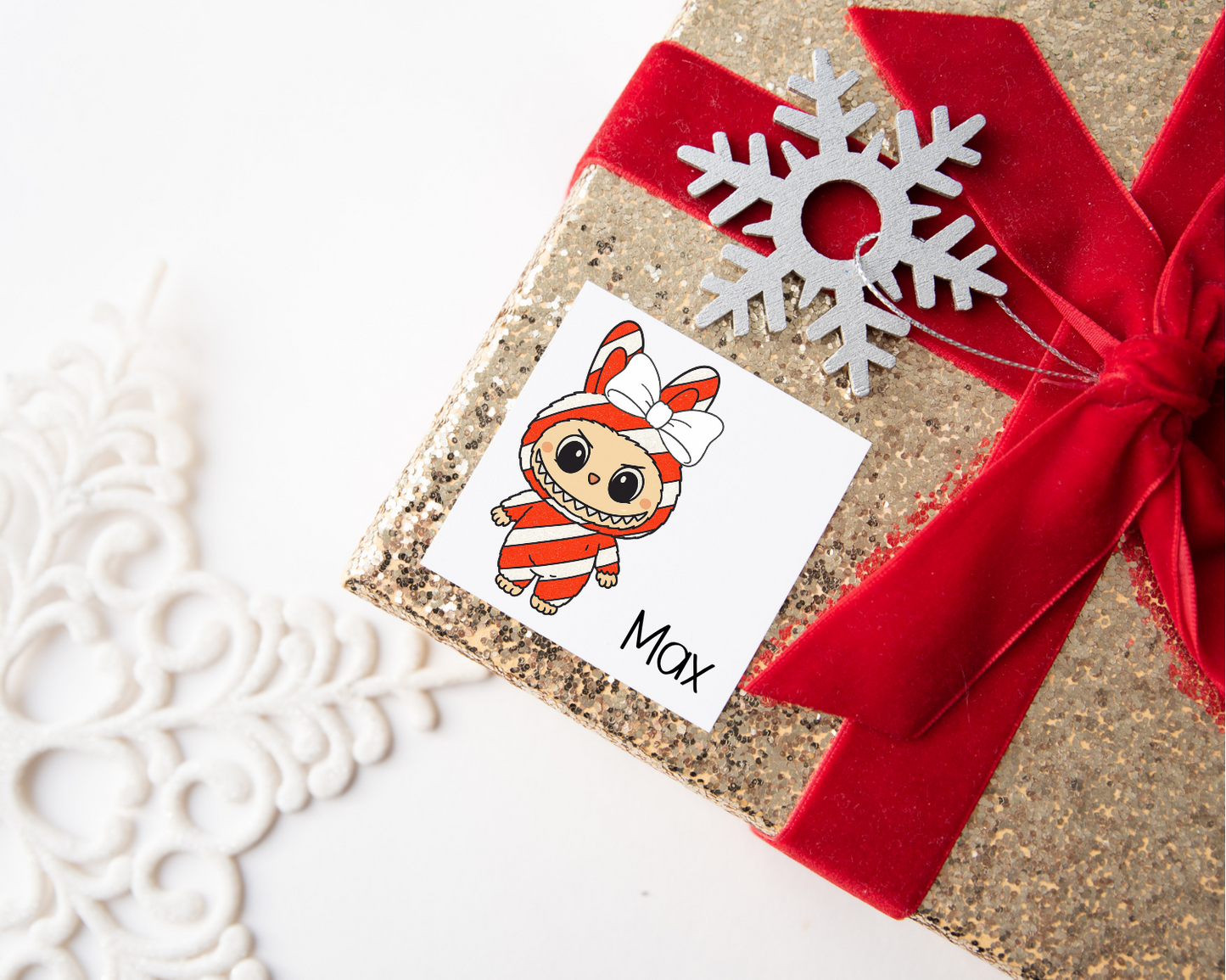 Personalised Candycane Labubu Christmas Present Labels