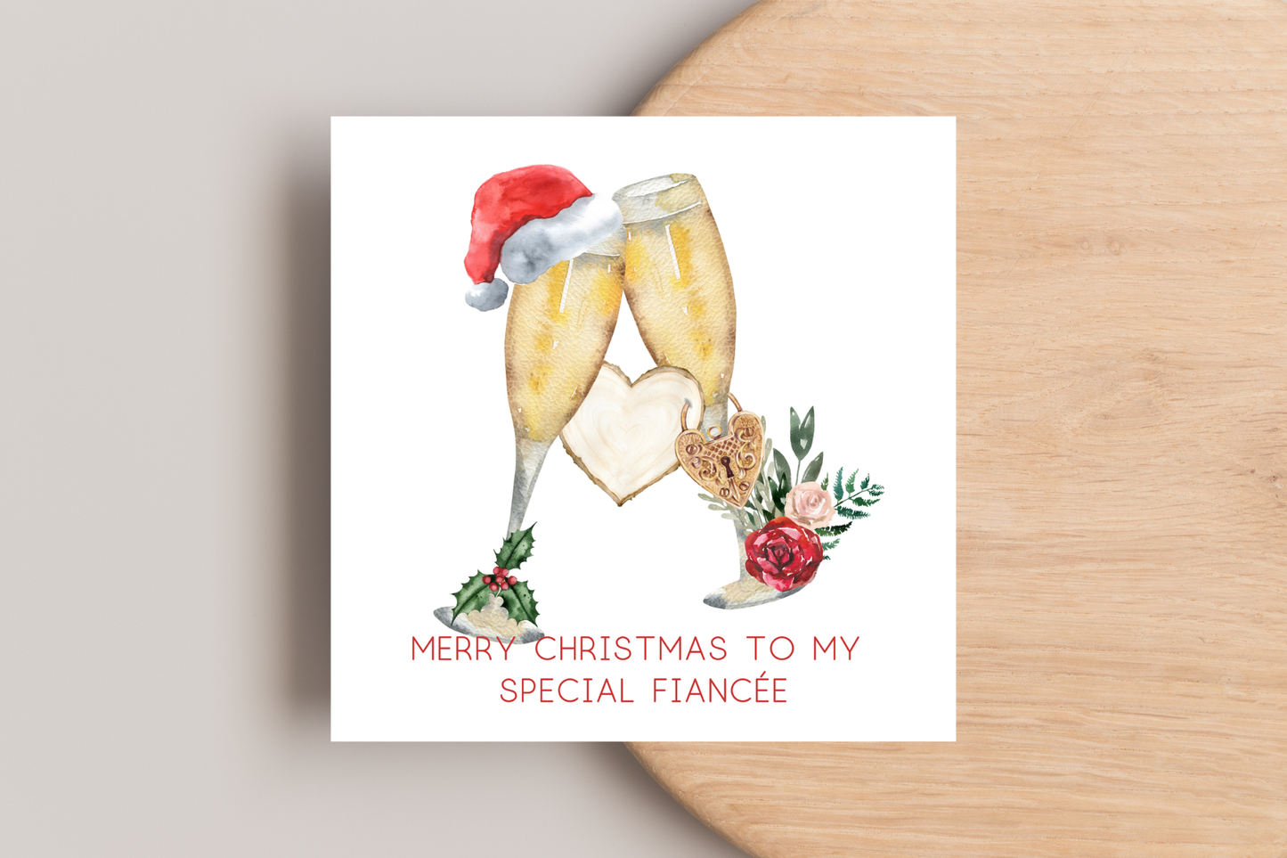 Christmas Champagne Glasses Christmas Card for My fiancée fiancé