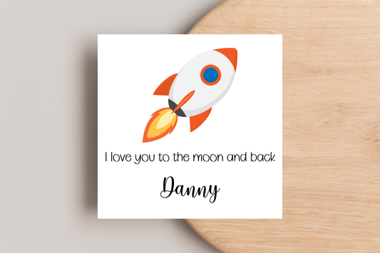 Personalised I Love you to the moon and back card