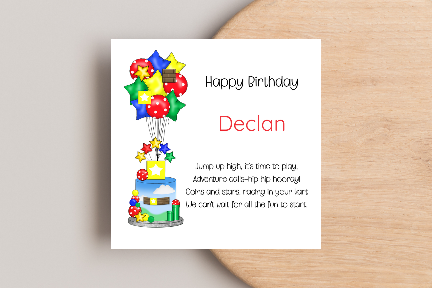 Personalised Super Mario Inspired Birthday Card
