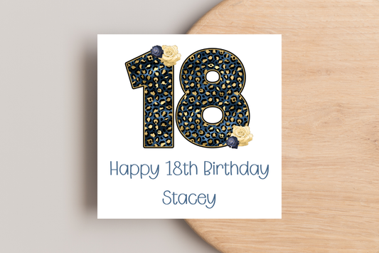 Personalised Leopard Print 18th Birthday Card