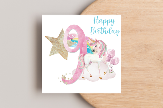 Magical Unicorn Number Birthday Card