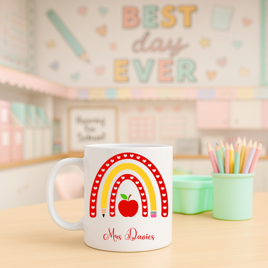 Personalised Teacher Rainbow Mug