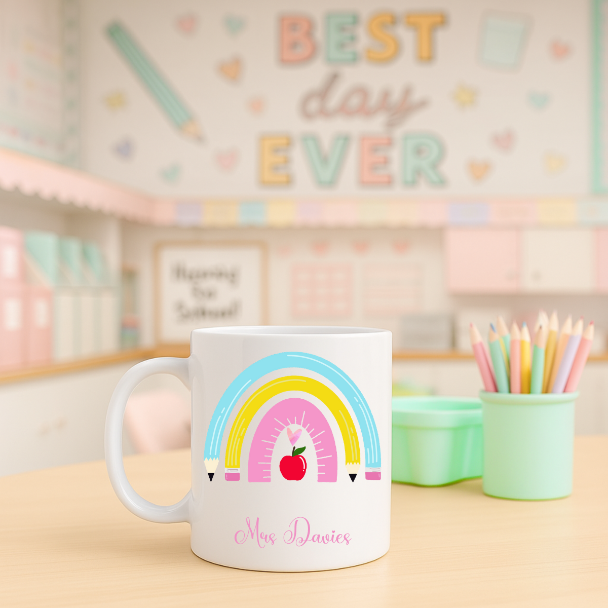 Personalised Teacher Rainbow Mug