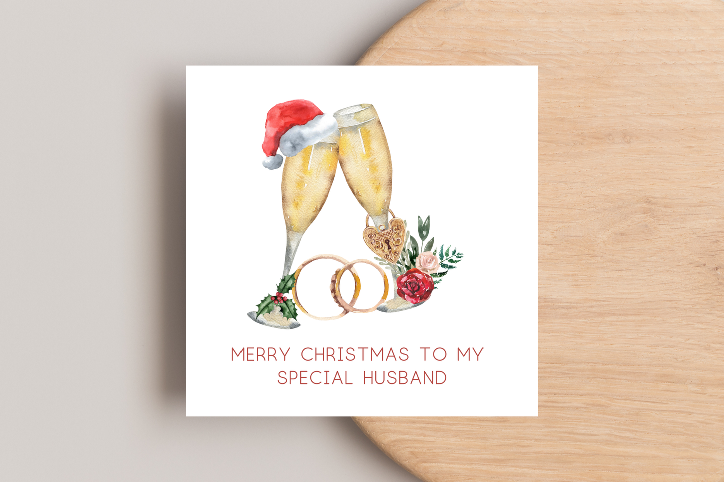 Christmas Champagne Glasses Christmas Card for My Husband Wife