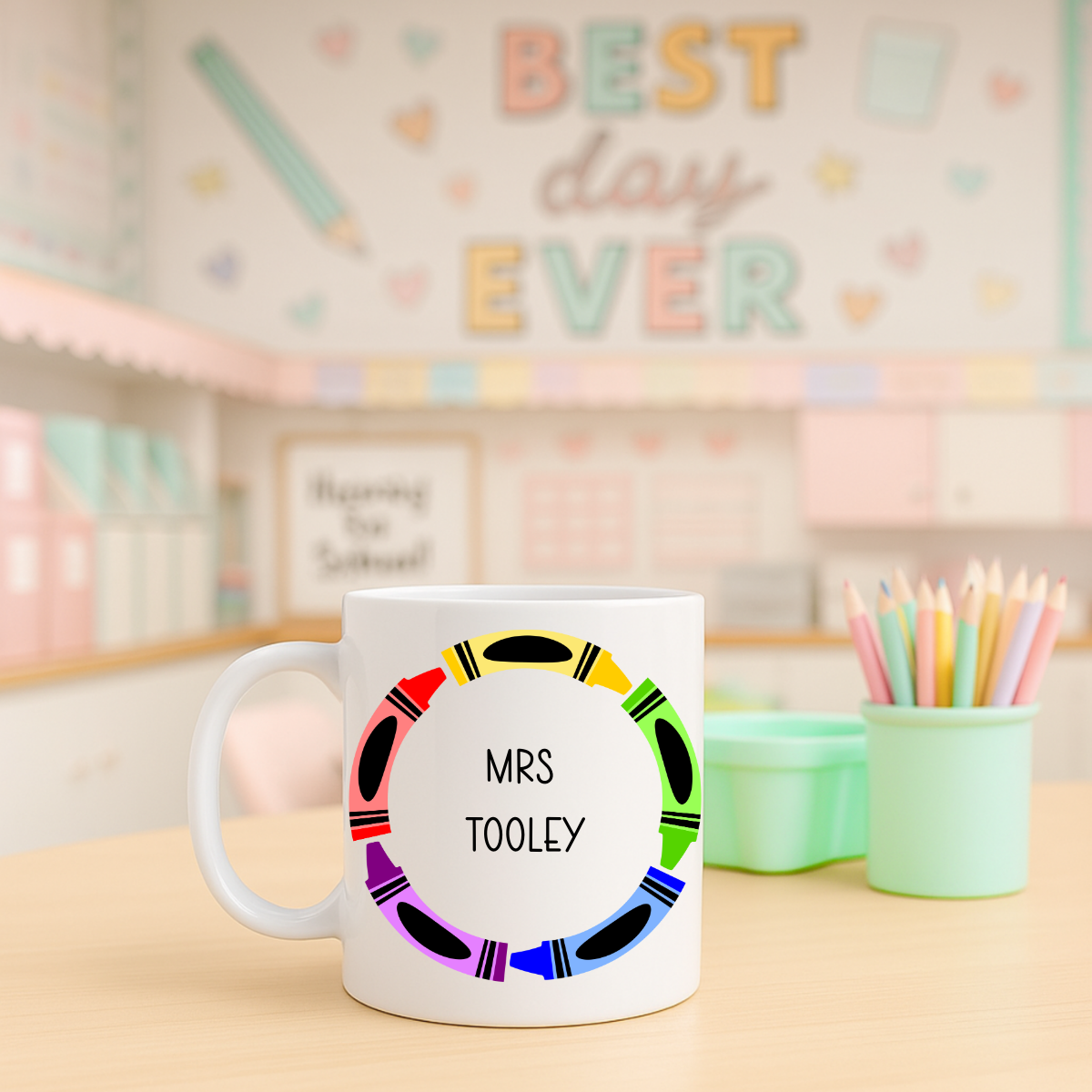 Personalised Teacher Rainbow Mug