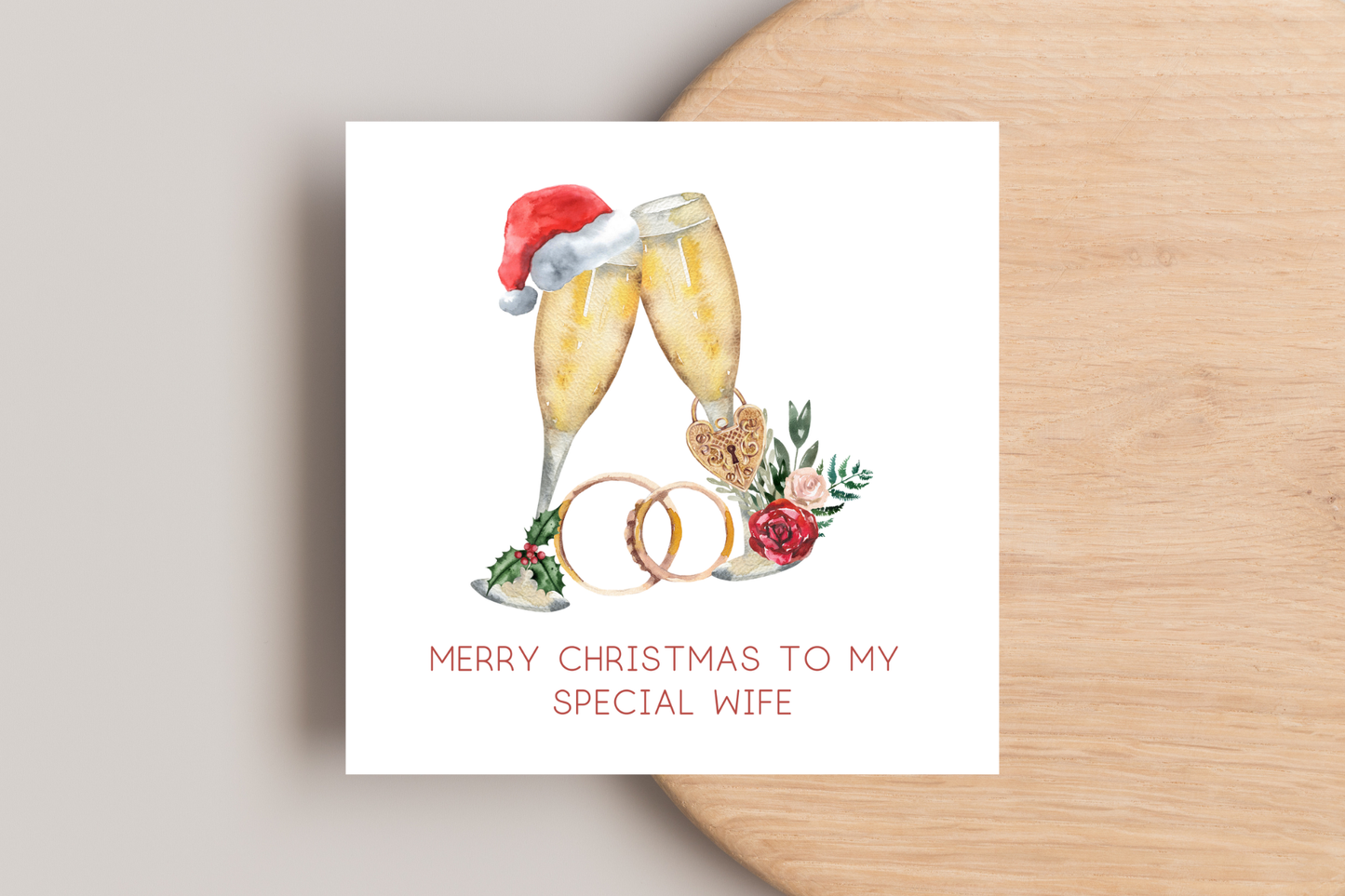 Christmas Champagne Glasses Christmas Card for My Husband Wife