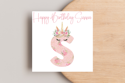 Personalised Unicorn Birthday Card