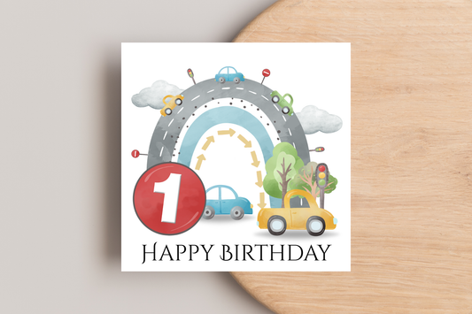Vehicle Rainbow Birthday Card