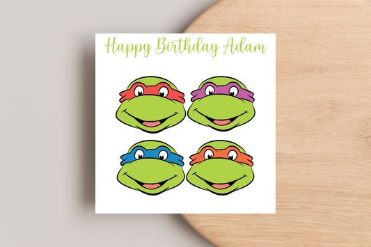 Ninja Turtle Birthday Card- Personalisable