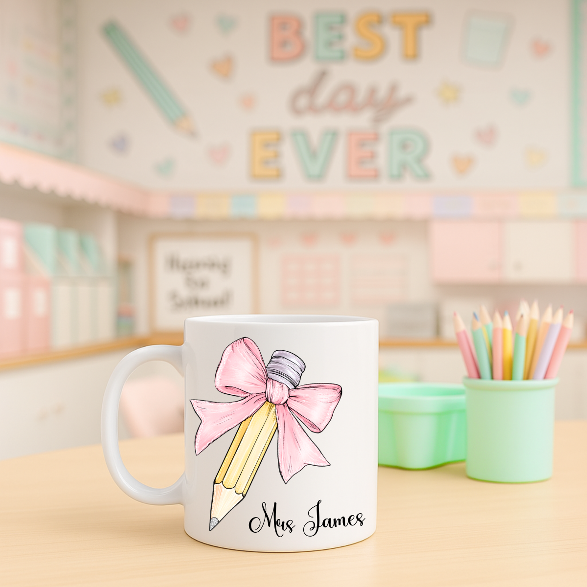 Personalised Pencil Teacher Mug