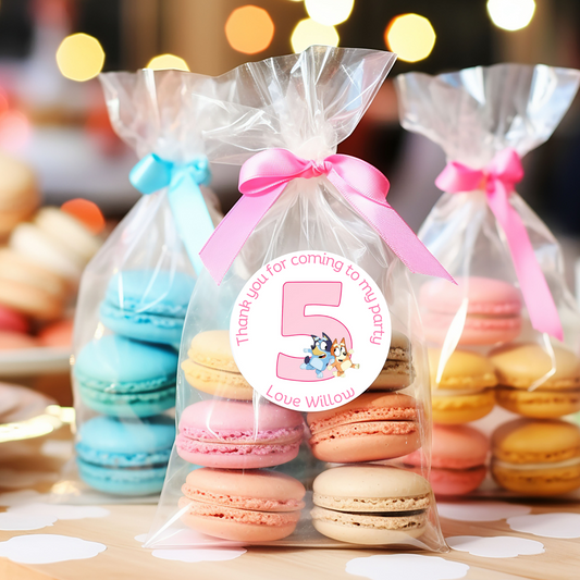 24 X Bluey Pink Number Thank You For Coming To My Party Stickers