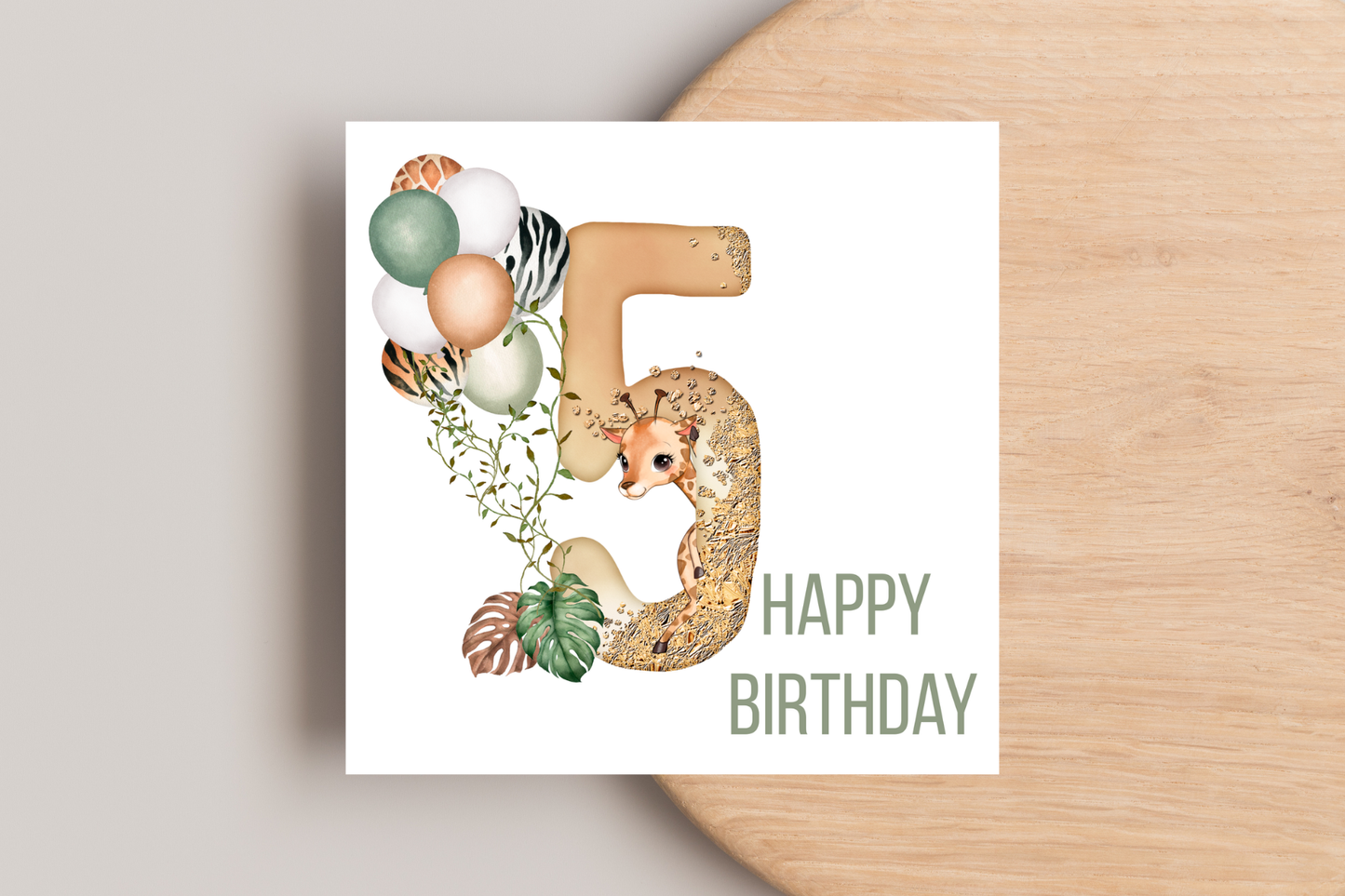 Animal Safari Balloons Birthday Card