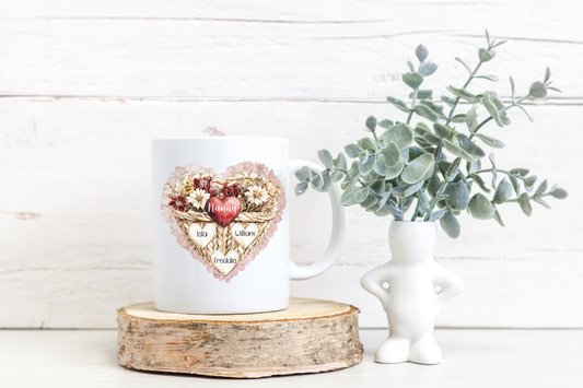 Personalised Heart Family Mug