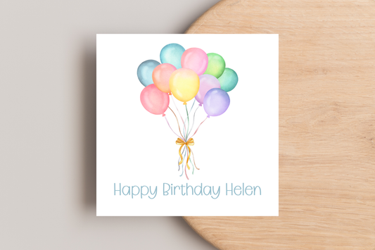 Personalised Colourful Balloons Birthday Card