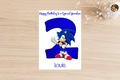Personalised Sonic the Hedgehog Number Birthday Card