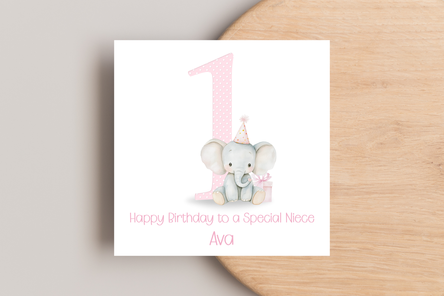 Personalised Elephant 1st Birthday Card