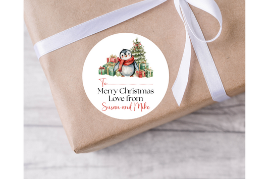Personalised Penguin Christmas Present Labels