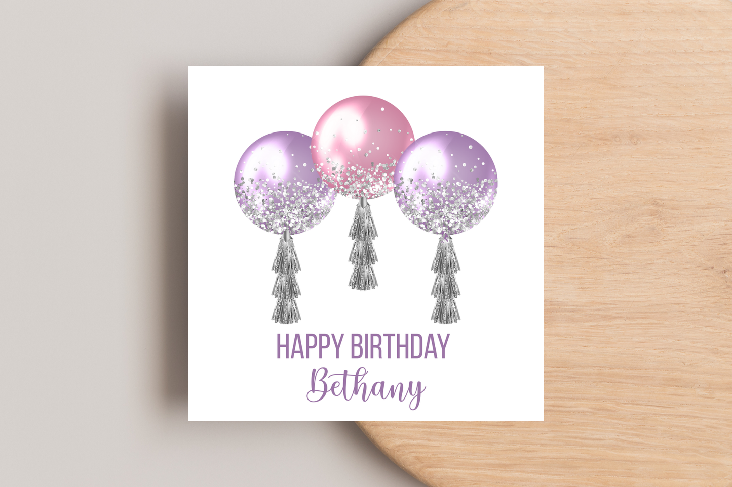 Personalised Pink Balloons Birthday Card For Her